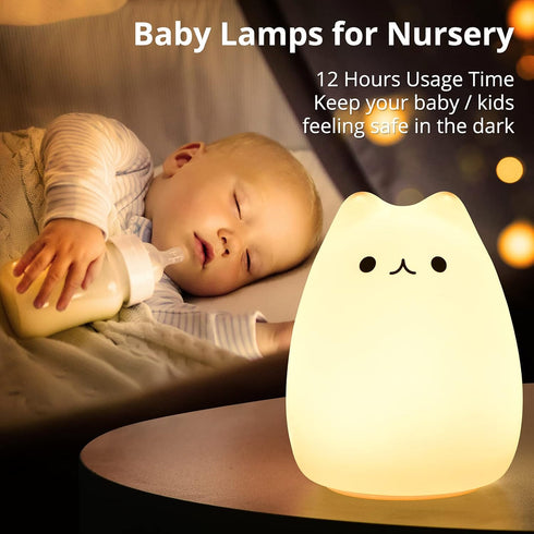 GoLine Cat Lamp, Gifts for 3 4 5 Year Old Girls,Graduation Gifts for Teen Girls,Kids Night Light for Bedroom,Kawaii Kitty Baby Nursery Lamp with R...