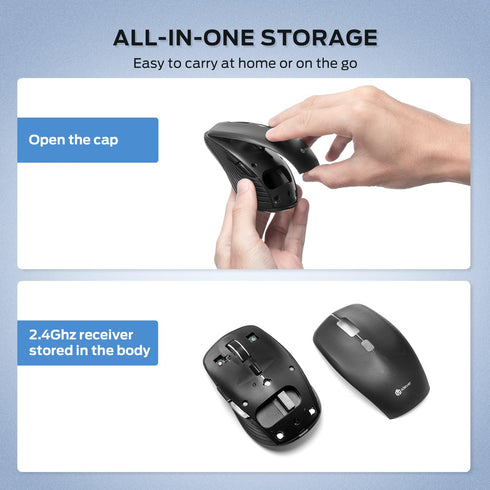 iClever Wireless Bluetooth Mouse, Dual Mode(Bluetooth+USB), Rechargeable Mouse, Multi-Devices Mouse for Small Sized Hands with 4 Adjustable DPI, S...