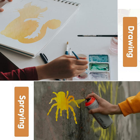 Halloween Stencils for Painting on Wood Walls Crafts Canvas, Reusable Happy Halloween/Trick or Treat/Spider Web/Skull/Bats/Cat/Ghost Painting Sten...