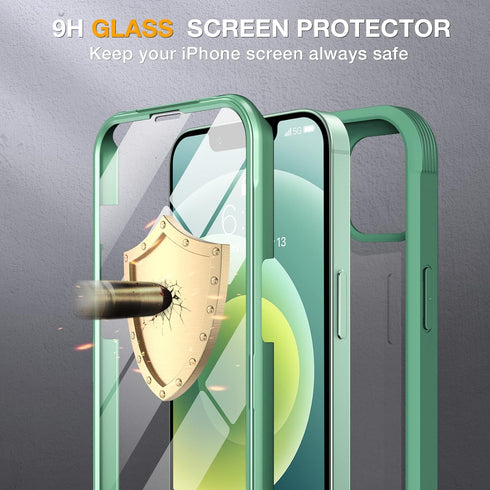 Miracase Glass Case for iPhone 12/ iPhone 12 Pro 6.1 inch (2020), Full-Body Clear Bumper Case with Built-in 9H Tempered Glass Screen Protector for...