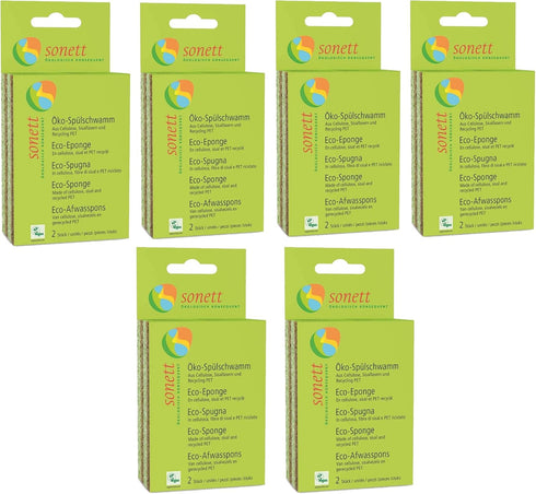 Sonett Natural Compostable Eco Sponges for Dishes Scratch Free for Kitchen and Bathroom (Pack of 12)...