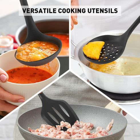 Duxtop Silicone Cooking Utensils Set 3 PCS Kitchen Utensils Set - 400 °F Heat-Resistant Utensils for Nonstick Cookware, Kitchen Cooking Tools with...