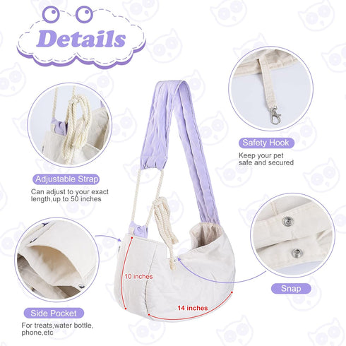 Cat Carrier Small Dog Sling Carriers Hands Free Soft Reversible Pet Travel Bag Cozy Pouch and Tote Bag for Pets, Cats, Small Dogs Puppy Backpack f...