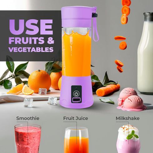 Portable Blender - Compact and USB Rechargeable Personal Travel Blenders for Smoothies, Shakes and Ice - Mini Fruit Juice Mixing Shaker Bottle - 3...