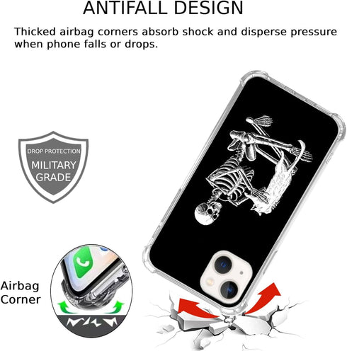 Cat and Skull Case Compatible with iPhone 15 Plus, Hippie Trippy Creepy Skull and Kitten Case for iPhone 15 Plus, Trendy Cool TPU Bumper Phone Cas...