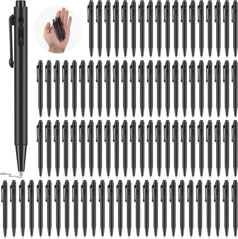 72 Pcs 4'' Mini Pens Bulk, Small Retractable Ballpoint Pens, 0.7 mm Fine Point Pens with Clip, Tiny Ink Black Pens, Smooth Writing Rollerball Pens...