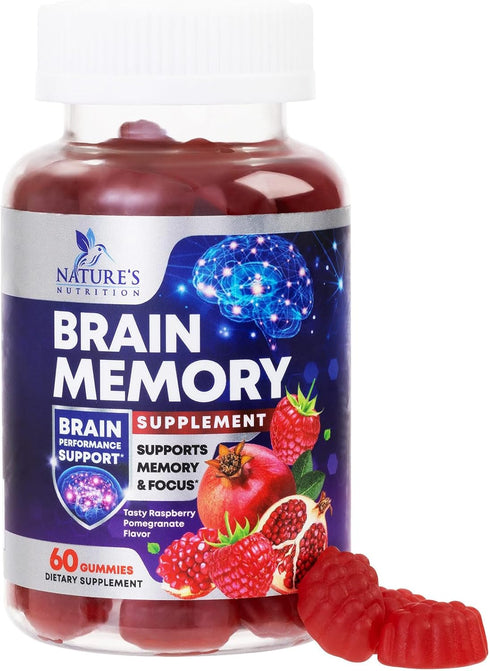 Brain Supplement Gummies for Concentration Memory & Focus Support - Brain Clarity Health with B6 B12, Phosphatidylserine, Coffee Extract, Nootropi...