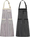 NLUS 2 Pack Kitchen Cooking Aprons, Adjustable Bib Soft Chef Apron with 3 Pockets for Men Women (Umber/Black)...