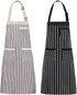 NLUS 2 Pack Kitchen Cooking Aprons, Adjustable Bib Soft Chef Apron with 3 Pockets for Men Women (Umber/Black)...