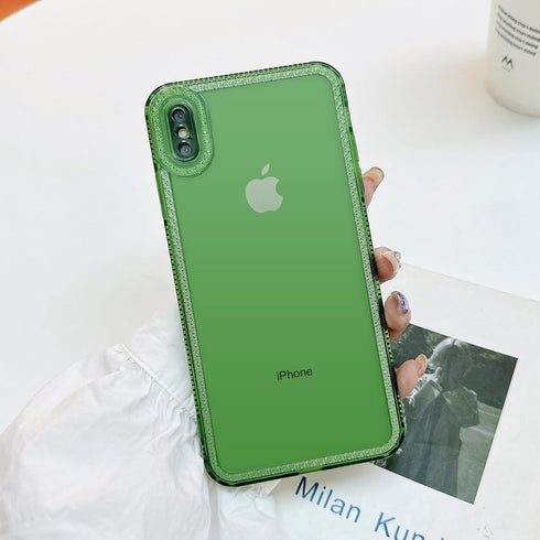 for iPhone Xs Max Case Cute Clear Bling Crystal Diamond Phone Case, with Sparkle Camera Len Protector Soft TPU Cover Case for Women Girls, Green.....