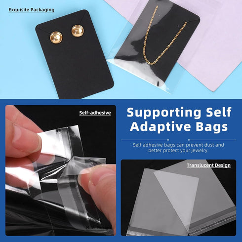 Glarks 550Pcs Earring Cards with Earring Backs and Self-Sealing Bags Kit, 9 x 6 cm 3 Colors Earring Display Cards Earring Holder Cards for Stud Ea...