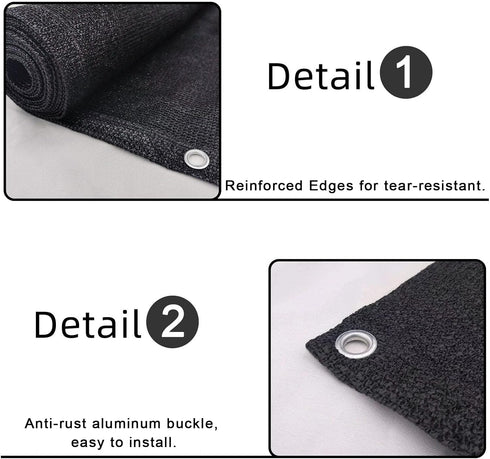 SUNLAX 3'x10' Black Balcony Privacy Screen Fence Windscreen Cover Fabric Shade Netting Mesh Cloth with Grommets UV Protection for Patio, Backyard,...
