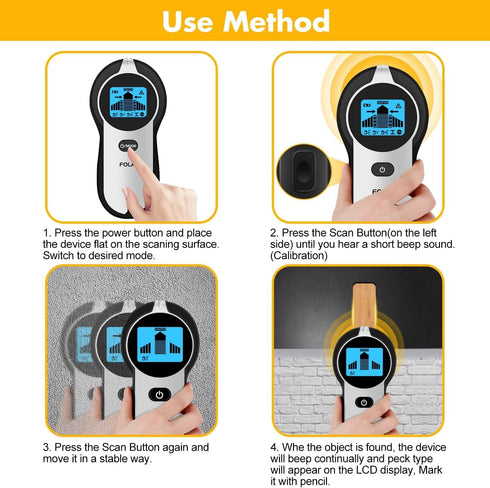Stud Finder Wall Scanner 5 in 1 Upgraded Electronic Wall Scanner with Battery for Wood Metal and AC Wire Detection,HD LCD Display and Audio Alarm...