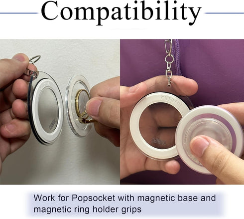 Magnetic Phone Grip Storage Keychain for Popsocket Magnetic Phone Grip Ring Holder Storage for Bag Keychain Portable for MagSafe Magnet Pop Ring G...