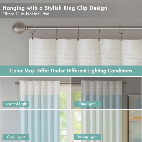 Madison Park Window Curtain Single Panel Faux Silk, Elegant Pleats, Rod Pocket Curtains for Living Room Privacy, Room Darkening Window Curtain for...