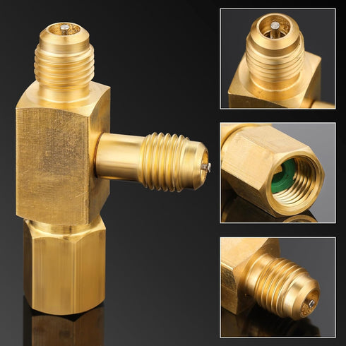 4 Pcs Air Conditioner Ball Valve and Quick Coupler Access Tee 1/4" SAE Adapter Kit Valves Core Tee Adapter with Swivel Connector and Straight Refr...