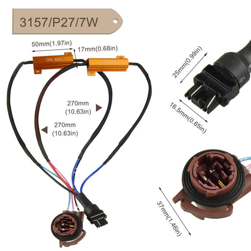 O-NEX 3157 4157 LED Load Resistor Kit 50W 8ohm Turn Signal Bulb Relay Harness Adapter Anti Flicker Error Decoder Warning Canceller...
