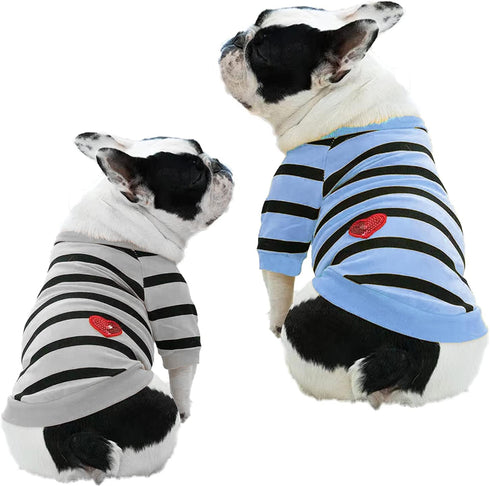 Pet Sweater Striped Dog Clothes Medium Dogs T Shirts Boston Bulldog Sweatshirt, Large, Rose...