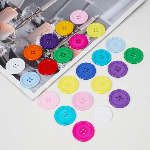 Chenkou Craft Mix Color Plastic Resin Circle Big Button 4 Holes DIY Craft Sewing 30mm 40pcs(Mix, 1 1/4"(30mm))...