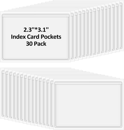 30 Pcs Self-Adhesive Index Card Holders Business Card Pockets Clear Plastic Labels Holders for Organizing Storage Bins Library Card Shelves (3.14 ...