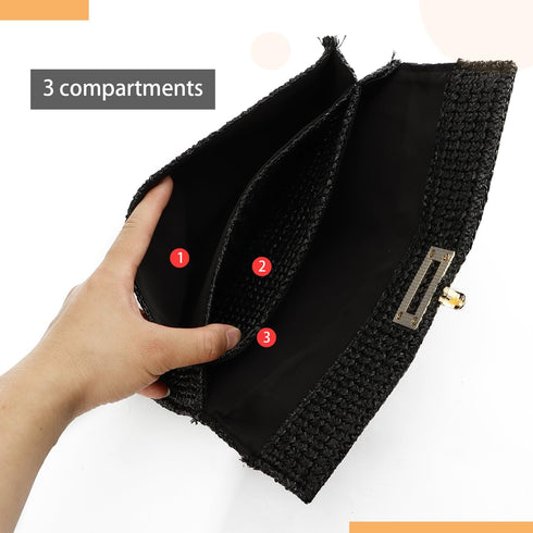 Freie Liebe Straw Shoulder Bag for Women Summer Straw Crossbody Purse Beach Woven Purse Wicker Rattan Envelope Handbag...