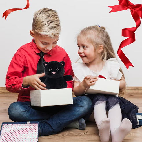 8" Black Cat Stuffed Animals Plush, Cute Plushie for Animal Themed Parties Teacher Student Award, Animal Toys for Baby, Boy, Girls, Great for Nurs...