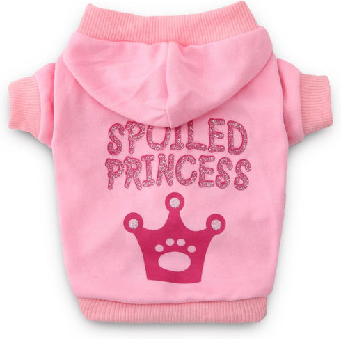 DroolingDog Girl Dog Shirts Pink Dog Clothes Puppy Hoodie Female Princess Crown Sweatshirt Pet T Shirt for Small Dogs Girls, XS...