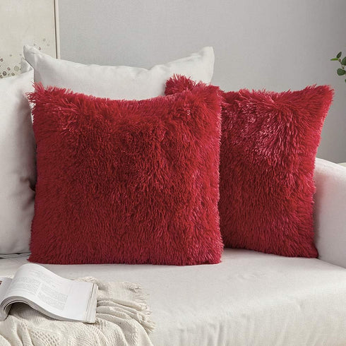 MIULEE Pack of 2 Luxury Faux Fur Throw Pillow Cover Deluxe Winter Decorative Plush Pillow Case Cushion Cover Shell for Sofa Bedroom Car 18x18 Inch...