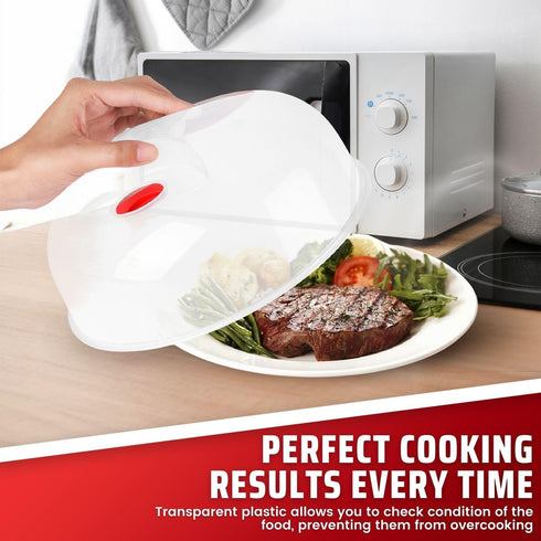 Flexzion 10 Inch Small Microwave Splatter Cover - BPA-Free Anti-Splatter Microwave Cover with Adjustable Steam Vent, Dishwasher Safe, Transparent ...