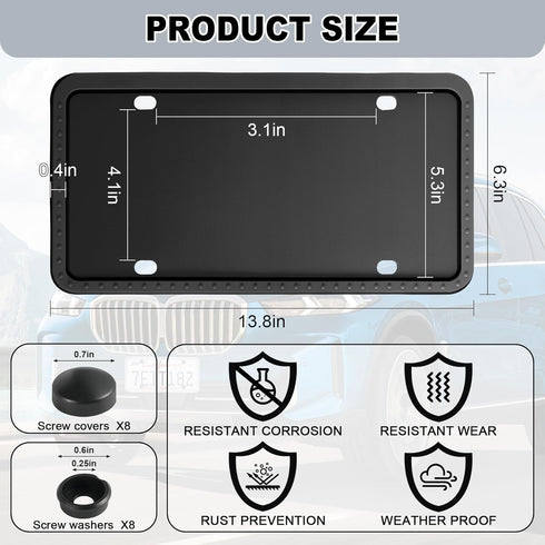LivTee Silicone License Plate Frames Covers, 1 Pack Universal American Car Accessory License Plate Bracket Holder, Licence Plate Accessories - Bla...