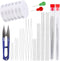 Beading Needles Set, Seed Beads Needles, 20 PCS Straight Beading Thread 12 PCS Big Eye Beading Needles with 6 Elastic Beading String, Needle Threa...