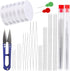 Beading Needles Set, Seed Beads Needles, 20 PCS Straight Beading Thread 12 PCS Big Eye Beading Needles with 6 Elastic Beading String, Needle Threa...
