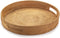 YANGQIHOME Rattan Round Serving Tray, Decorative Coffee Table Tray, Hand Woven Serving Basket with Handles, Ottoman Wicker Fruit/Bread Serving Bas...