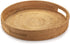 YANGQIHOME Rattan Round Serving Tray, Decorative Coffee Table Tray, Hand Woven Serving Basket with Handles, Ottoman Wicker Fruit/Bread Serving Bas...