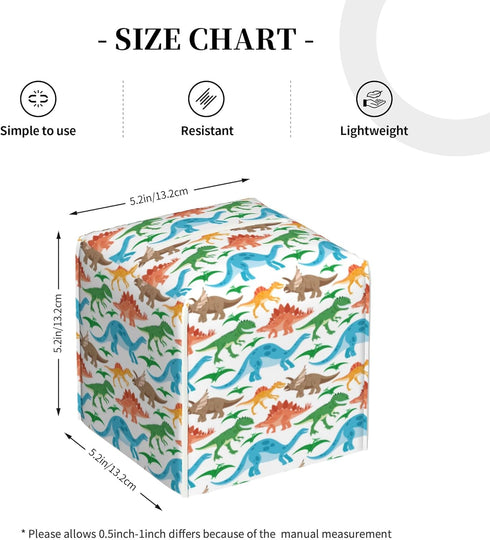 Tissue Box Holder Cute Dinosaurs Tissue Box Cover Square Leather Tissue Holder Organizer Portable Decorative Facial Paper Case for Home Office Bat...