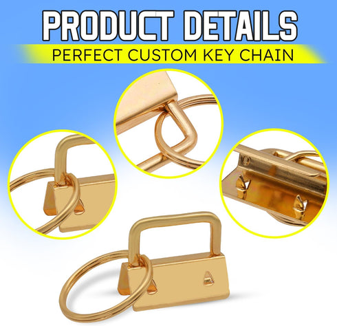 Key fob Hardware,30 PCS 1 Inch Key fob Keychain with Keychain Rings for Bag Webbing Wristlets Lanyards and Key Chain Making Hardware Supplies(Gold...