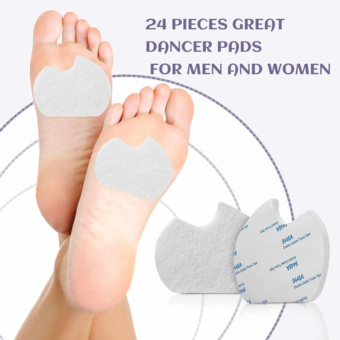 24 Pieces Foot Pads for Dancer Sesamoiditis Pads for Ball of feet Pain Felt Forefoot Cushion Pads Self-Adhesive Foot Cushion Pads for Men Women Da...