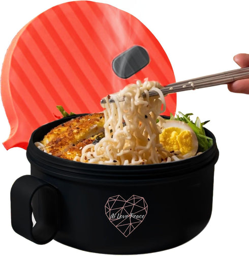 AI LOVE PEACE Ramen Bowl,Ramen Cooker,Microwave Ramen Bowl, Large Noodle Bowl 40 oz,Microwave Soup Bowl,Portable Noodle Bowls, Ramen Bowl Microwav...