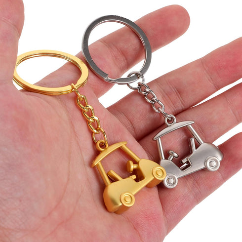 KESYOO 2Pcs Golf Keychain Metal Golf Cart Key Chain Golf Cart Pendant Key Ring Bag Charms Hanging for Golfer Golf Lover Present Golden Silver...