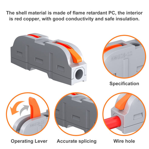 60pcs Lever Wire Connectors Push-in, 1 to 1 Inline Electrical Wire Connector, Lever Nuts Wire Connectors Quick Connect Splice Wire Connectors...