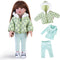 Doll Clothes 3 Pc. Set Light Green Grey Plaid Hooded Thick Coat Checkerboard Jacket with Long Sleeve, Warm Doll Outfit Hoodie Snowsuit Fits for 18...