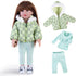 Doll Clothes 3 Pc. Set Light Green Grey Plaid Hooded Thick Coat Checkerboard Jacket with Long Sleeve, Warm Doll Outfit Hoodie Snowsuit Fits for 18...