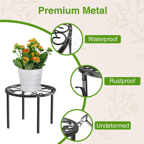 Plant Stand, 11.41IN High Heavy Duty Potted Plant Holder, Flower Pot Stand Anti-rust, Round Plant Rack for Room Indoor and Outdoor Courtyard, Gard...