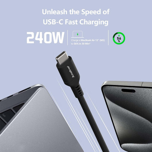 USB C to USB C Cable 3Ft, 240W Fast Charging USB-C to USB-C Cable for iPhone 15/15 Pro/15 Plus/15 Pro Max/MacBook Pro/iPad/Samsung Galaxy S24/S23/...