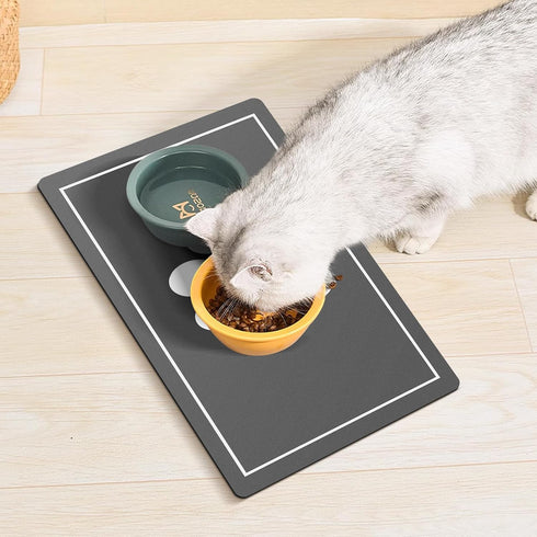 Absorbent Pet Feeding Mat for Dog Bowls, 12'' x 19'' Dog Mat for Food and Water Bowl Easy Clean Dog Food Mat Quick Dry Perfect Size Dog Bowl Mat D...