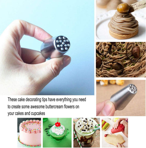 5 Pieces Large Piping Tips Set and 3Pcs Russian Grass Cream Tips DIY Decor Baking Tool, Stainless Steel Piping Nozzles Kit for Pastry Cupcakes Cak...