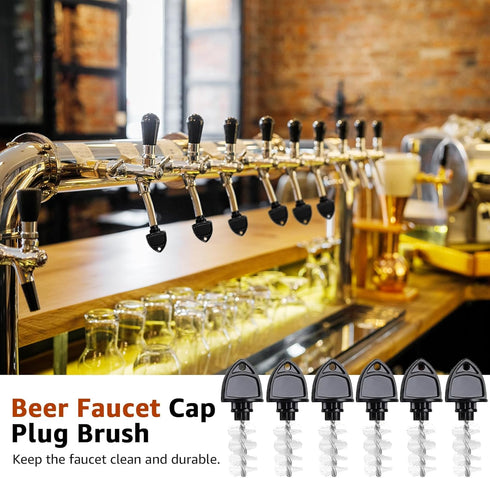 MRbrew Beer Faucet Cap & Plug Covers 15 Pack Beer Tap Cap Plug Brush, Draft Beer Faucet Rubber Soother Sanitary Covers, Cleaning Brush Cleaning Ta...