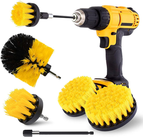 botzi 5 Pack Drill Brush Attachments Set, Power Scrubber Brush Cleaning Kit, All Purpose Drill Brush with Extend Attachment for Bathroom Surfaces,...