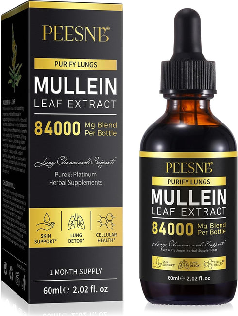Mullein Drops for Lungs - Non-GMO Mullein Leaf Extract with Chlorophyll for Lung and Respiratory Support...