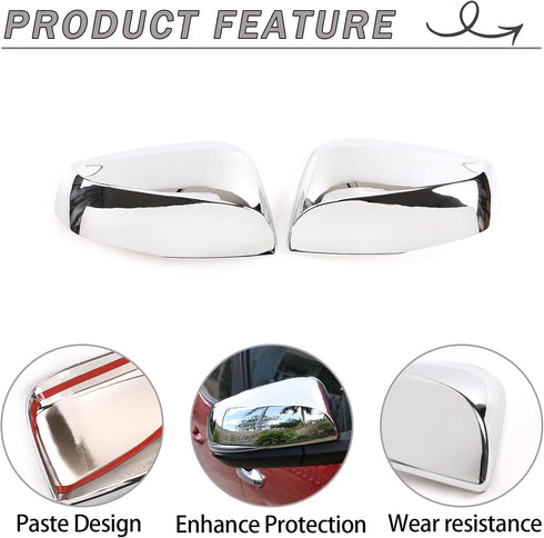 Car Door Side Mirror Cover Trim Compatible with Tacoma 2006-2015,Outside Door Mirror Cover Trim, Exterior Rearview Mirror Cap ABS (Bright Silver)...